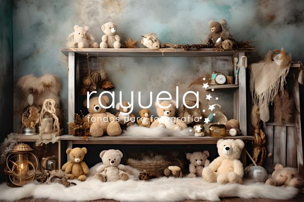 fondo para fotografia de ositos en repisa