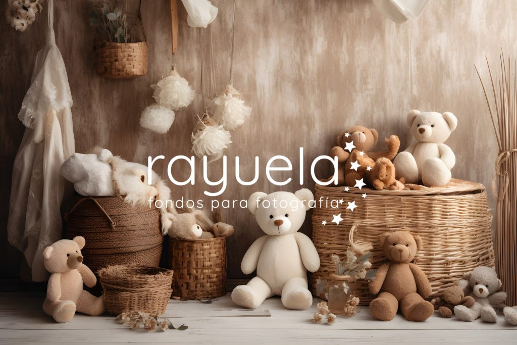 fondo para fotografia con ositos boho