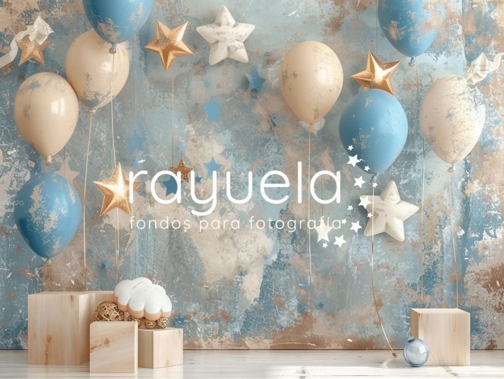 fondo para fotografia globos y estrellas