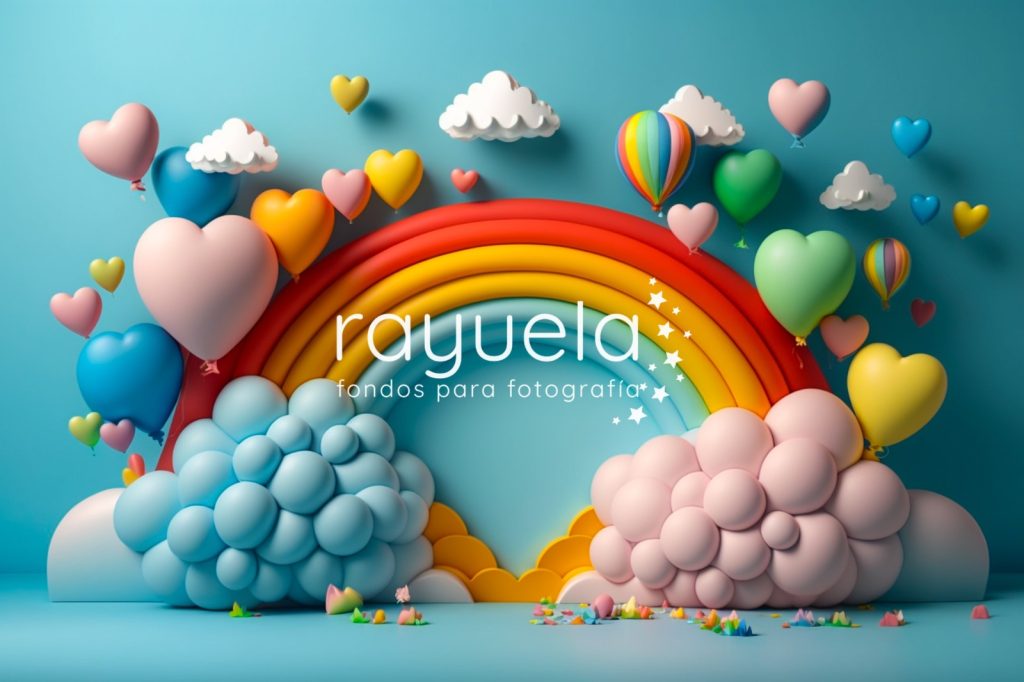 Fondo de fantasia arcoiris de globos